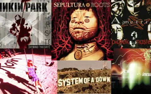 Okładki płyt Linkin Park, Sepultura, Amenra, Korn, System of a Down, Incubus. To jest właśnie nu metal co to za gatunek muzyczny.